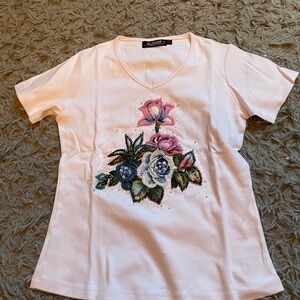 Alfred Dunner Pink Graphic Relaxed Blouse